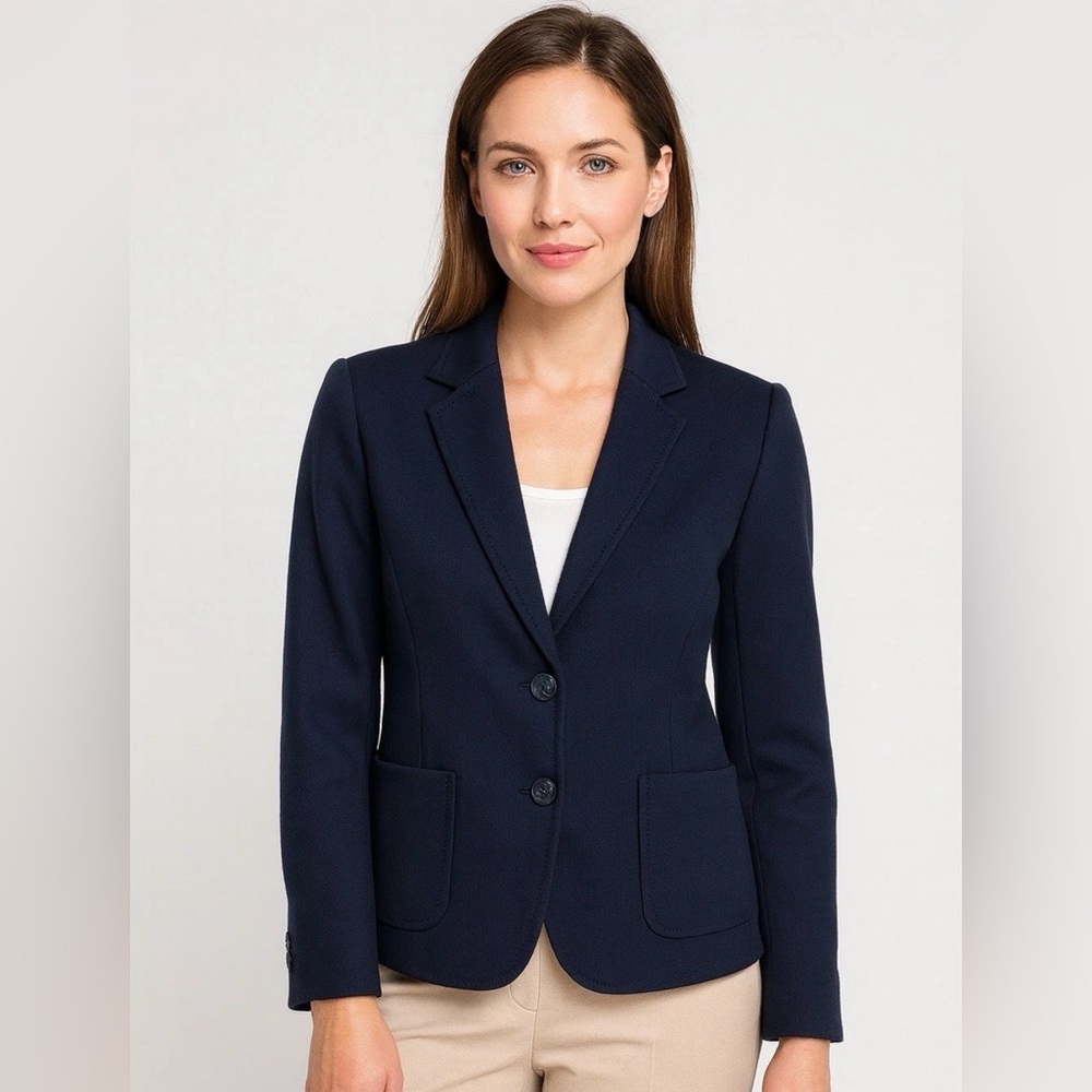 Talbots Aberdeen Blazer Jacket Cotton preppy office career Navy Blue 2